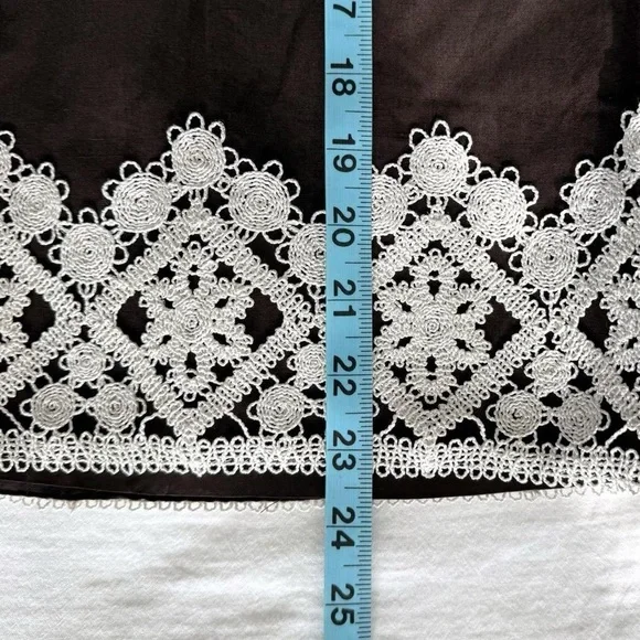 Loft Brown Linen Midi Skirt w/ Embroidered Hem - Picture 7 of 7